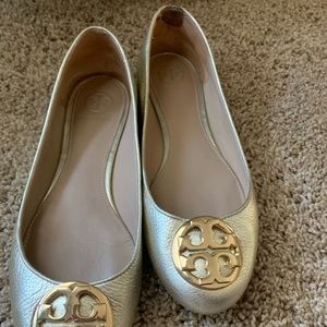 Tory Burch gold flats
